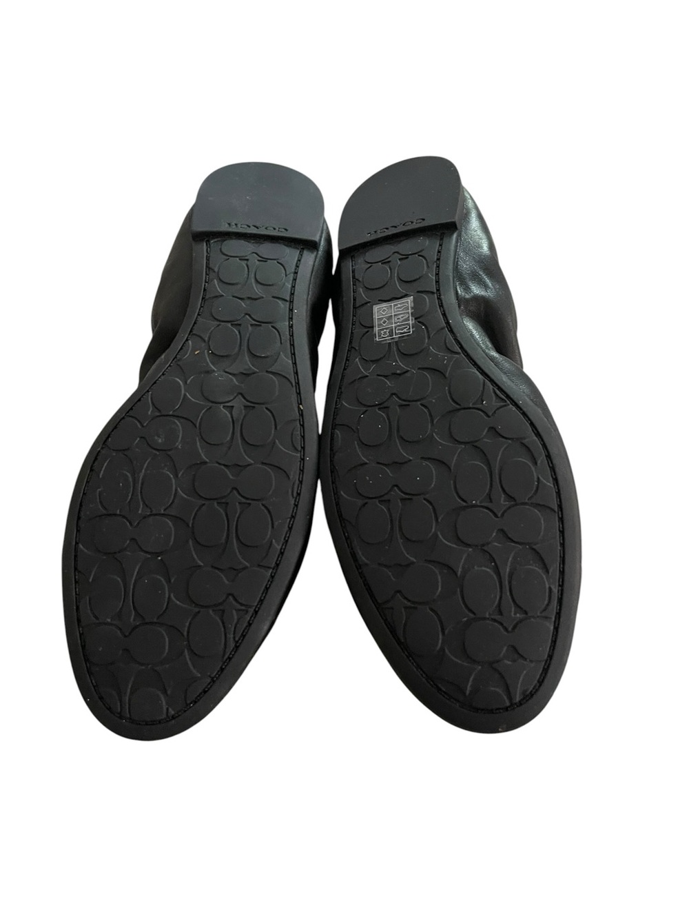 Coach Bonnie Black Leather & Patent Toe Logo Ballet Flats Size 7 - Picture 6 of 7